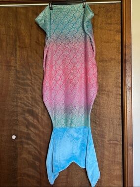 Justice Mermaid Tail Blanket in Teal and Light Blue Sequin